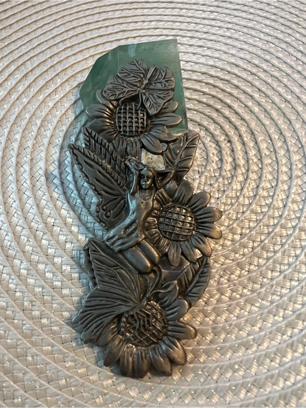 Fairy Sunflower Butterfly Artisan Pewter Plauque